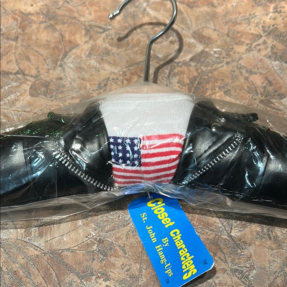 Biker Jacket and USA Flag Tshirt Character Hanger